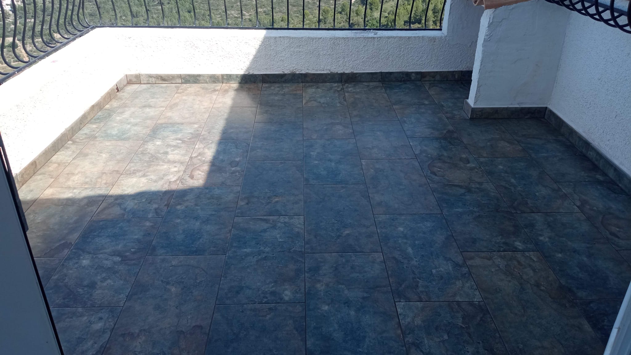 Completed balcony floor tiling