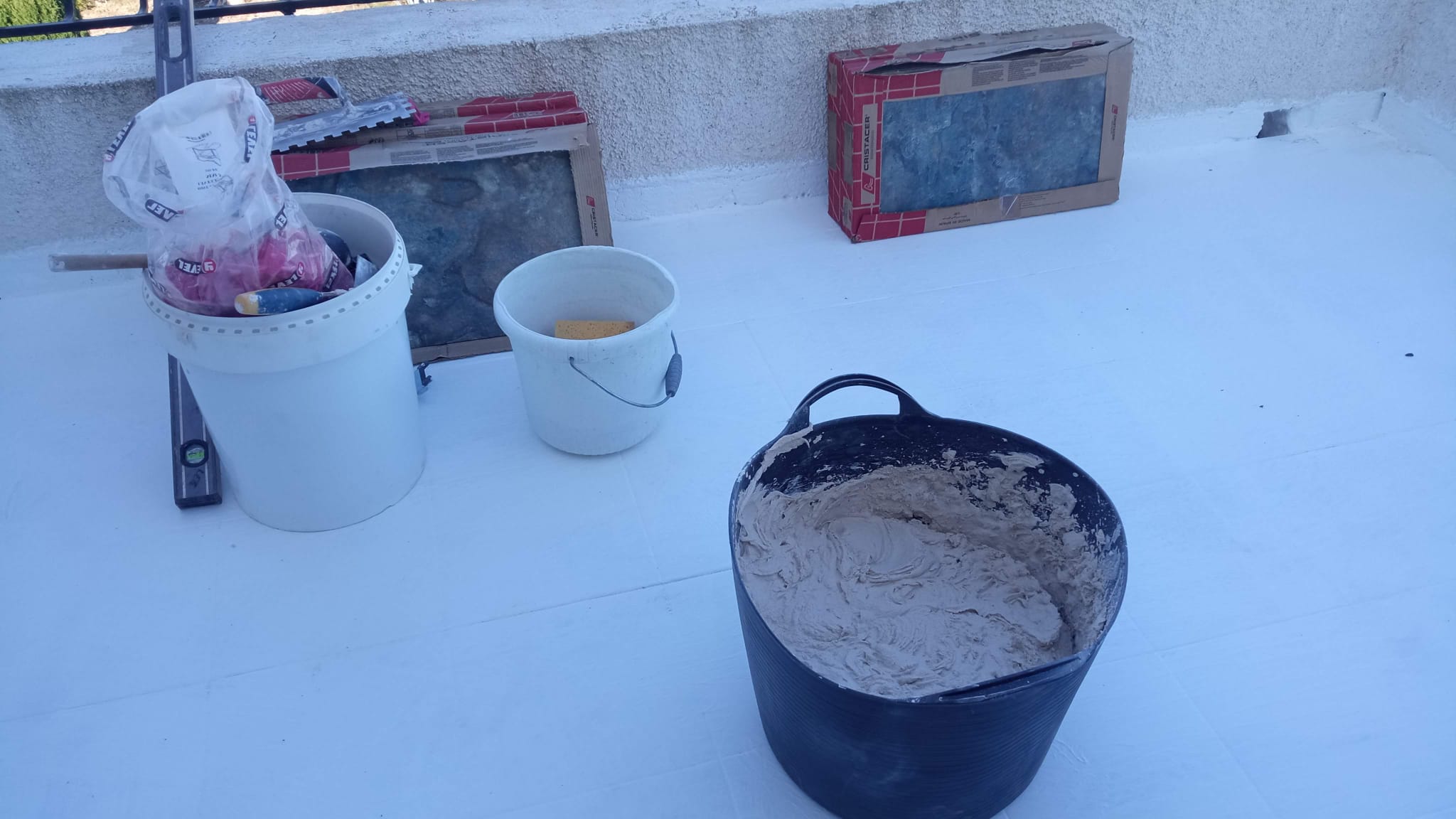 Tiling tools and materials setup